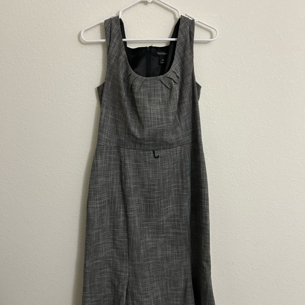 White House Black Market Gray Plaid Midi Dress